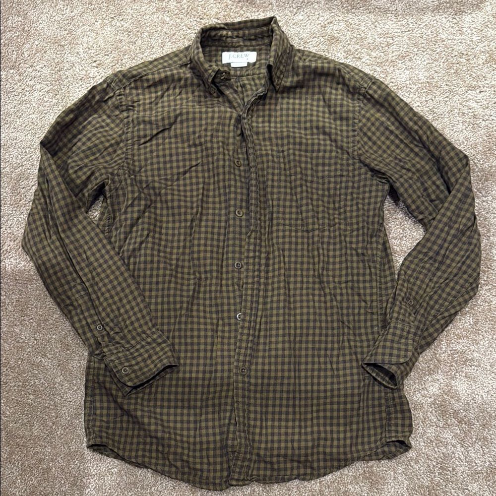 J. Crew Yellow and Brown Checkered Shirt